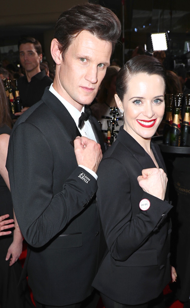 Matt Smith, Claire Foy, 2018 Golden Globes, Candids