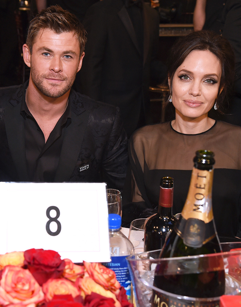 Chris Hemsworth & Angelina Jolie from 2018 Golden Globes Candid