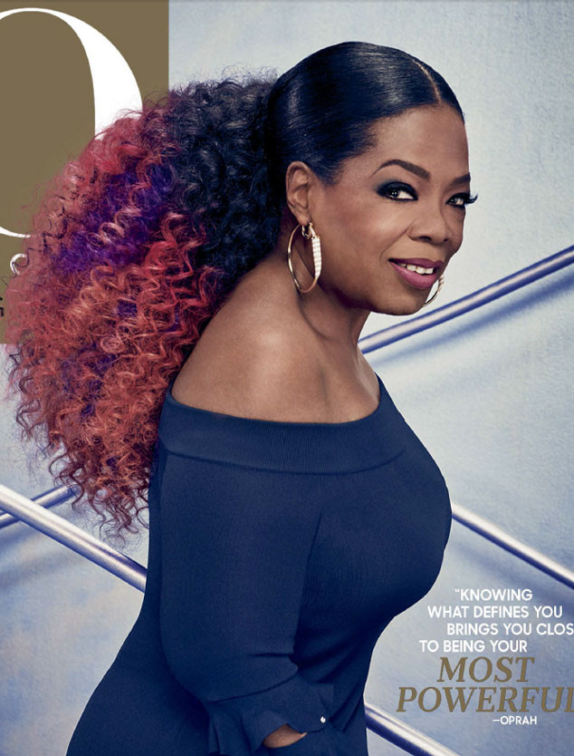 Oprah Winfrey Rocks Pink And Purple Hair On O Magazine Cover E Online