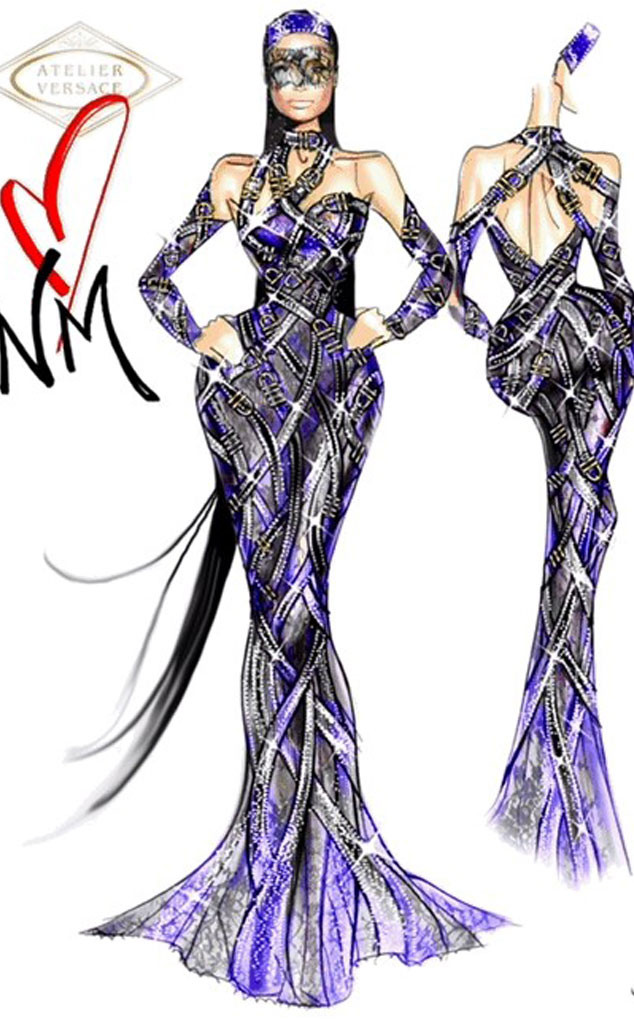 See the Original Sketch of Nicki Minaj's PCAs Versace Dress