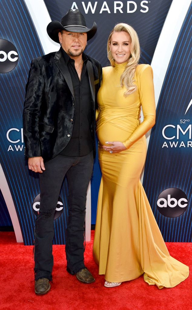 Jason Aldean & Brittany Kerr from CMA Awards 2018: Red Carpet Fashion