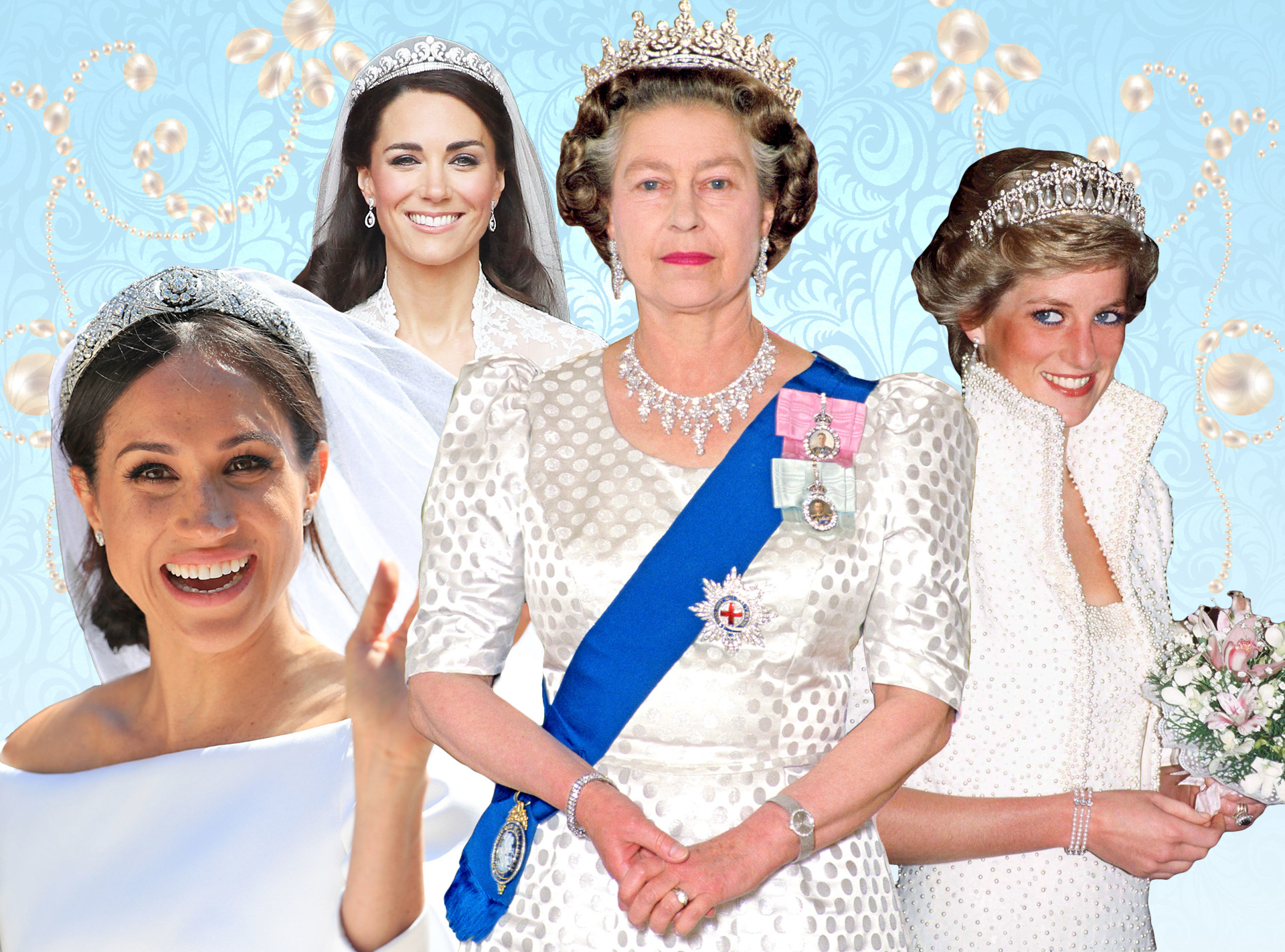Royal Tiaras, Meghan Markle, Kate Middleton, Princess Diana, Queen Elizabeth II