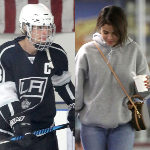 Selena Gomez, Justin Bieber, Hockey Game