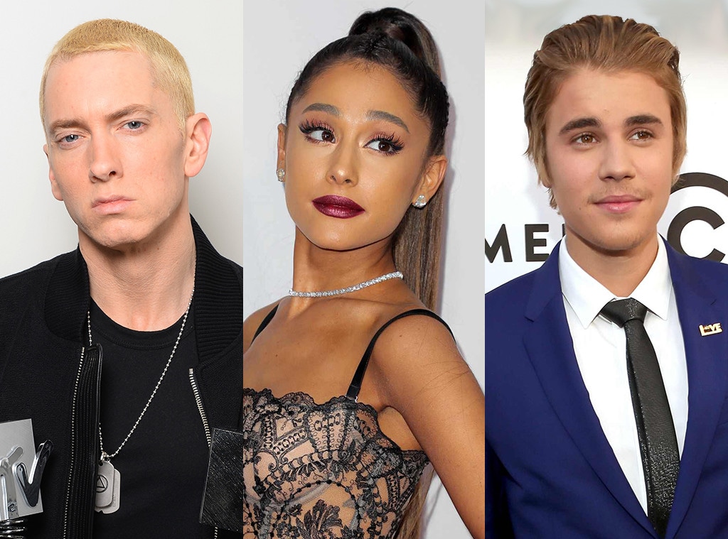 Eminem, Ariana Grande, Justin Bieber