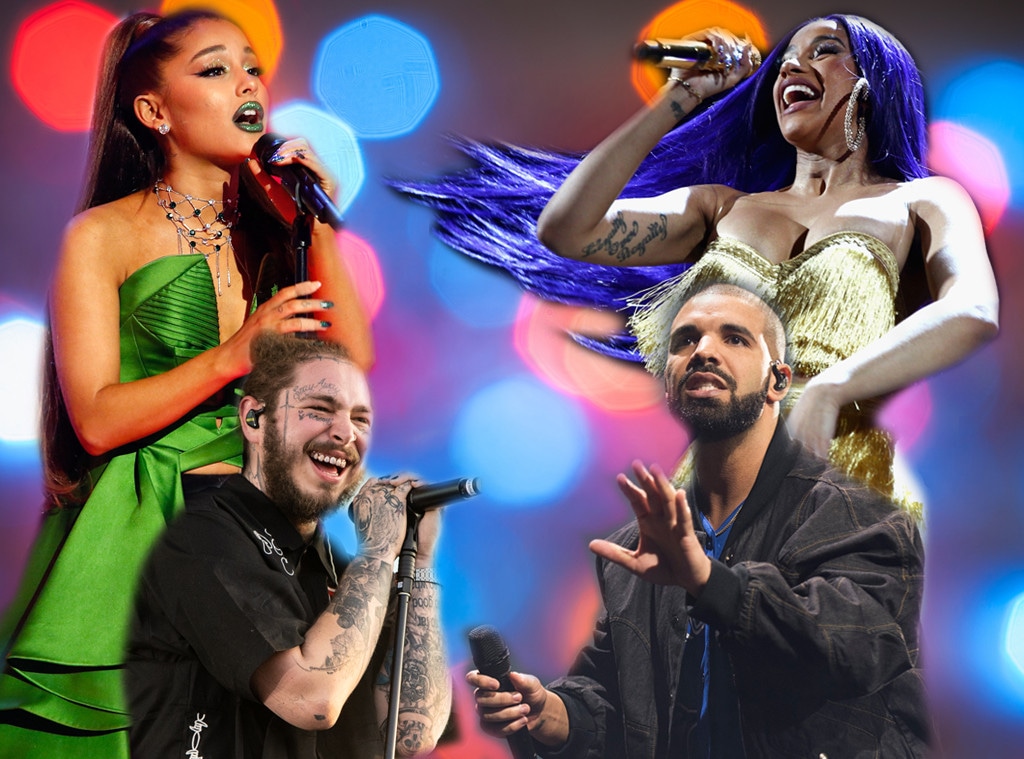 Drake, Ariana Grande, Post Malone, Cardi B