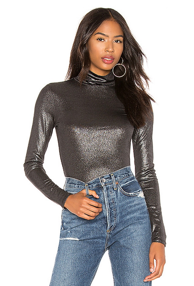 Metallic mock neck on sale top