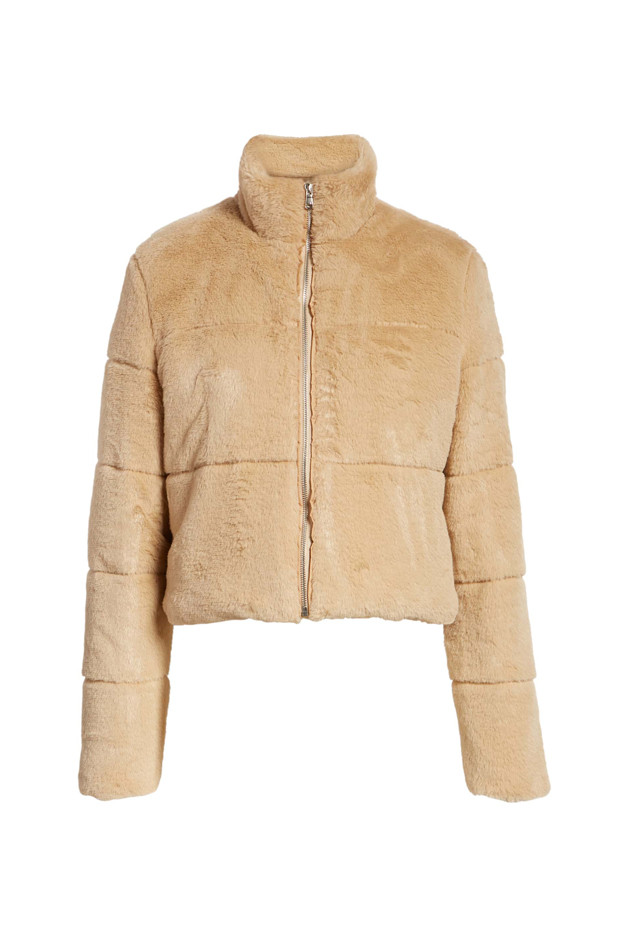 bridget faux fur puffer jacket tiger mist