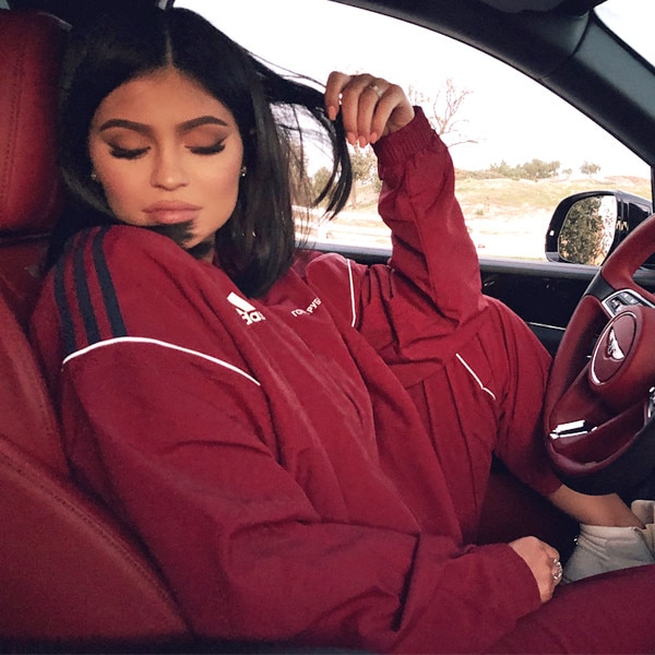 Kylie jenner red store adidas tracksuit