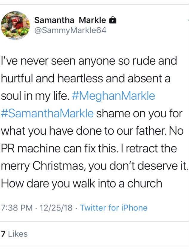 Samantha Markle, Twitter