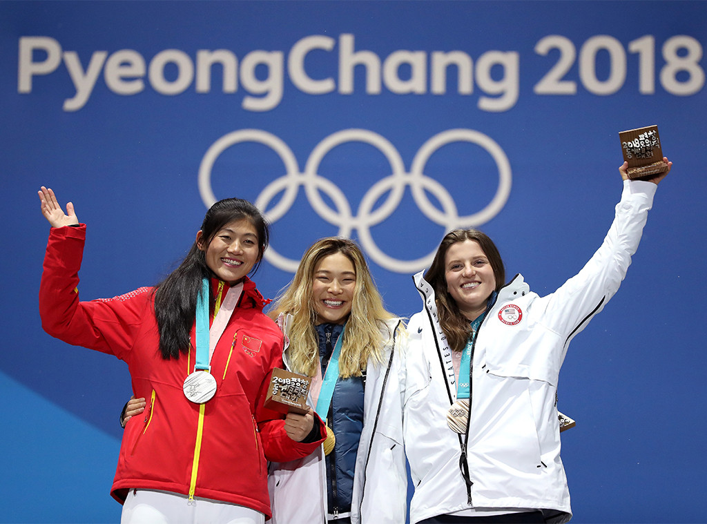 Jiayu Lium, Chloe Kim, Arielle Gold, 2018 Winter Olympics