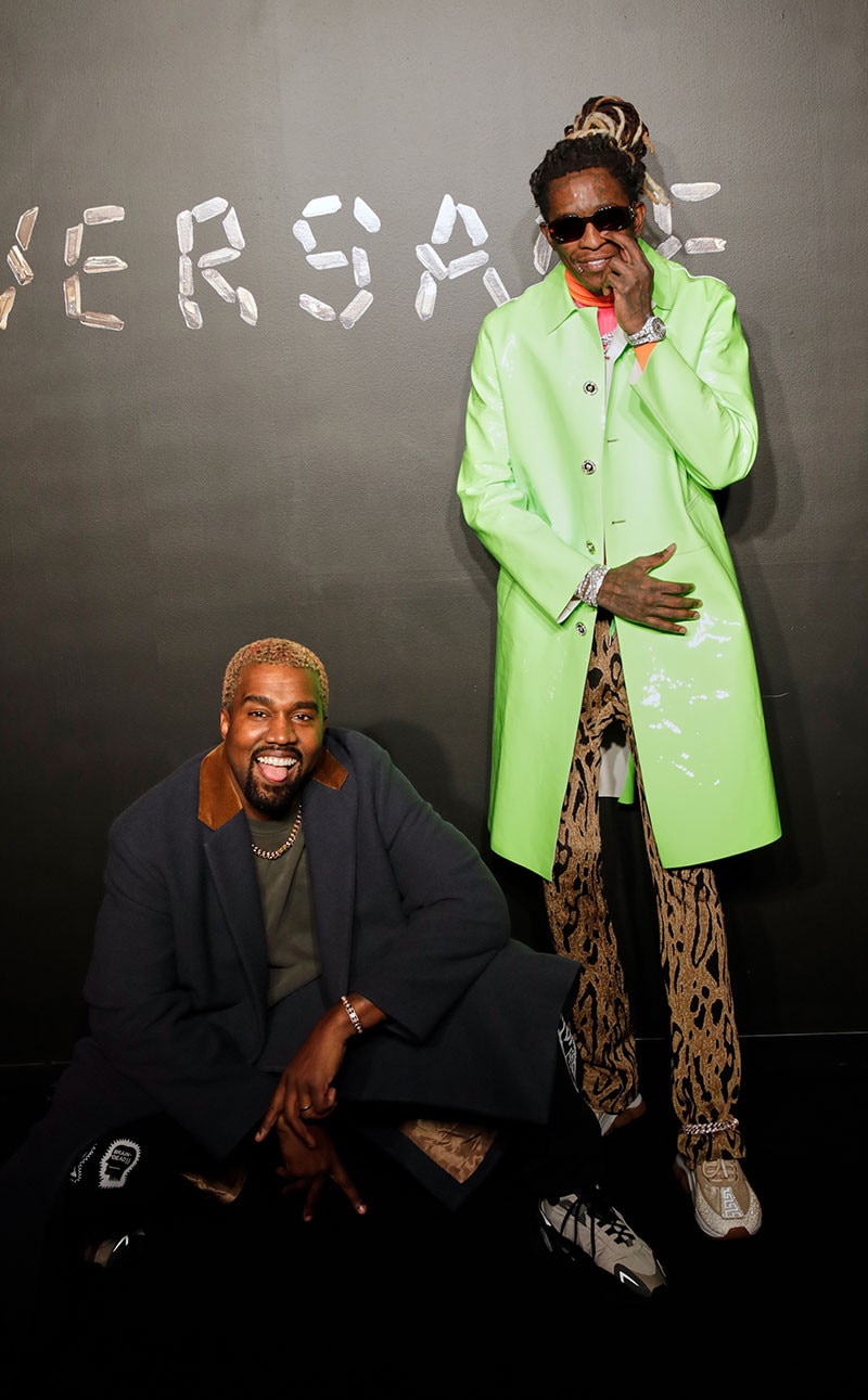 Kanye West and Young Thug from All The Celebrities At Versace's Pre ...