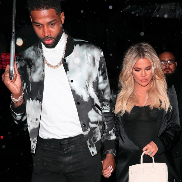 Khloe Kardashian & Tristan Thompson Reunite at Family Christmas Party