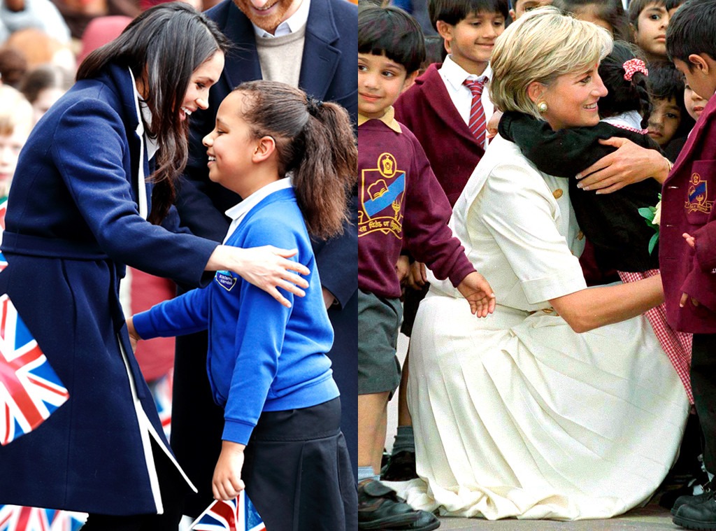 Meghan Markle, Princess Diana, hugging children