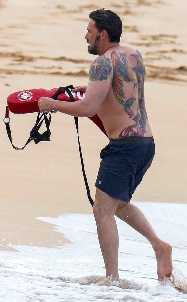 Ben Affleck, back tattoo, Hawaii