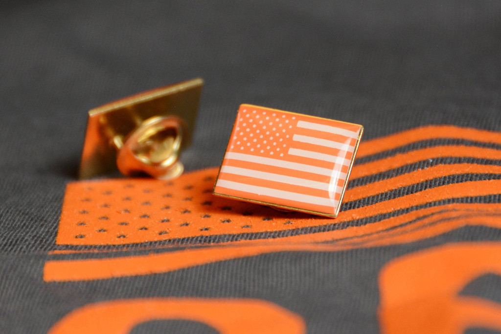Gun Safety Pin, Wear Orange" American Flag Pins