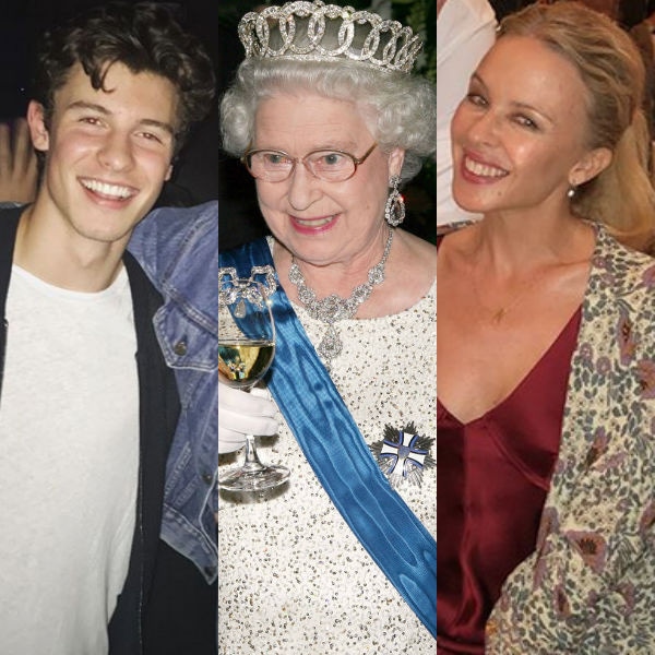 Shawn Mendes, Rainha Elizabeth II, Kylie Minogue
