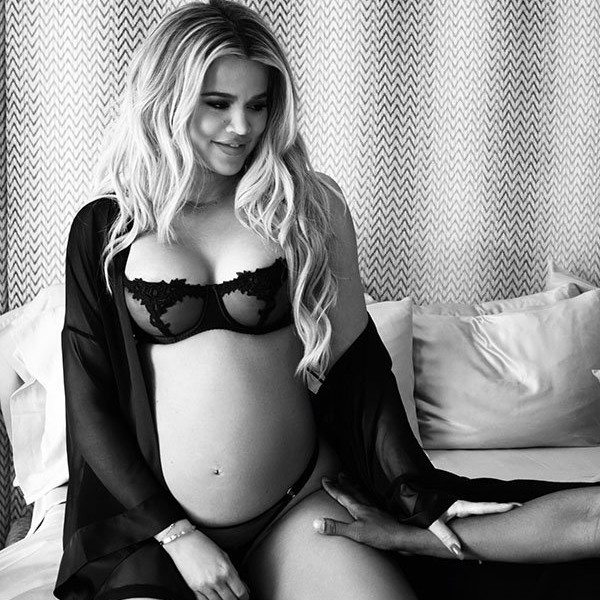 Khloe Kardashian reveals more intimate pregnancy pics as she wears black  lace lingerie to pose with boyfriend Tristan Thompson