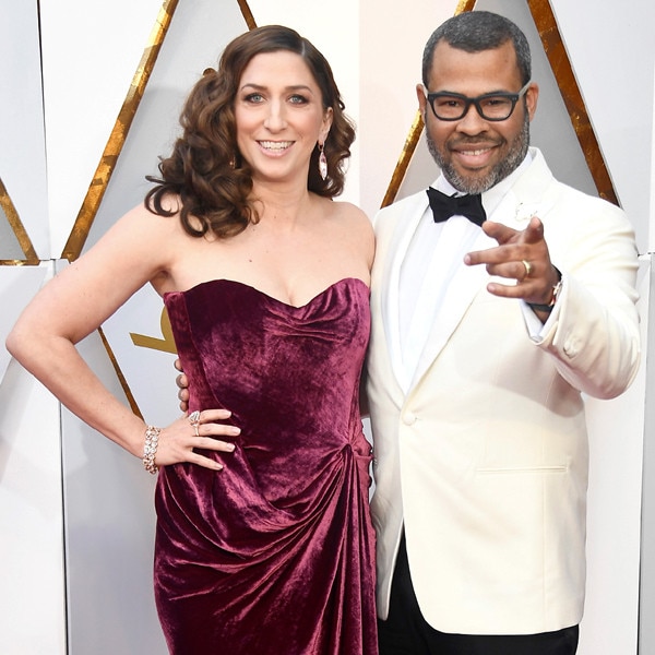 Jordan Peele and Chelsea Peretti Hit the 2018 Oscars Red Carpet