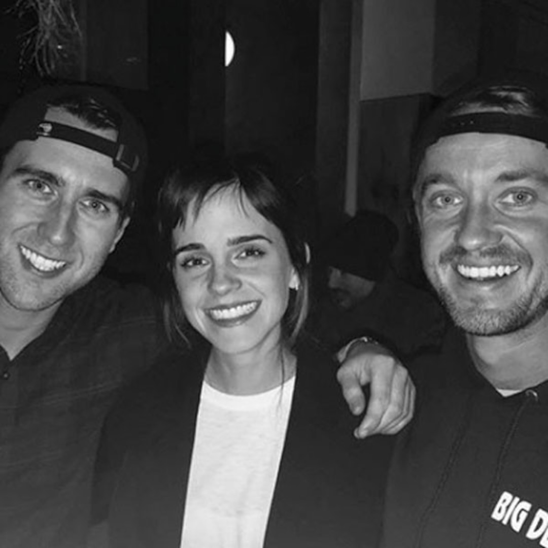 Emma Watson Tom Felton Matthew Lewis Reunite As Hogwarts Alumni E Online Emma Watson Tom Felton Matthew Lewis Reunite As Hogwarts Alumni E Online