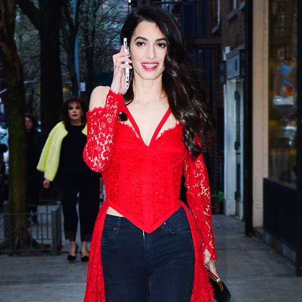 Amal Clooney Wears a Lingerie Inspired Top Like a Class Act