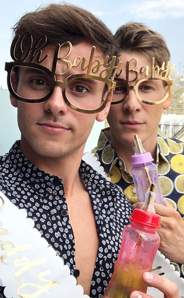 Tom Daley, Dustin Lance Black, baby shower, Instagram