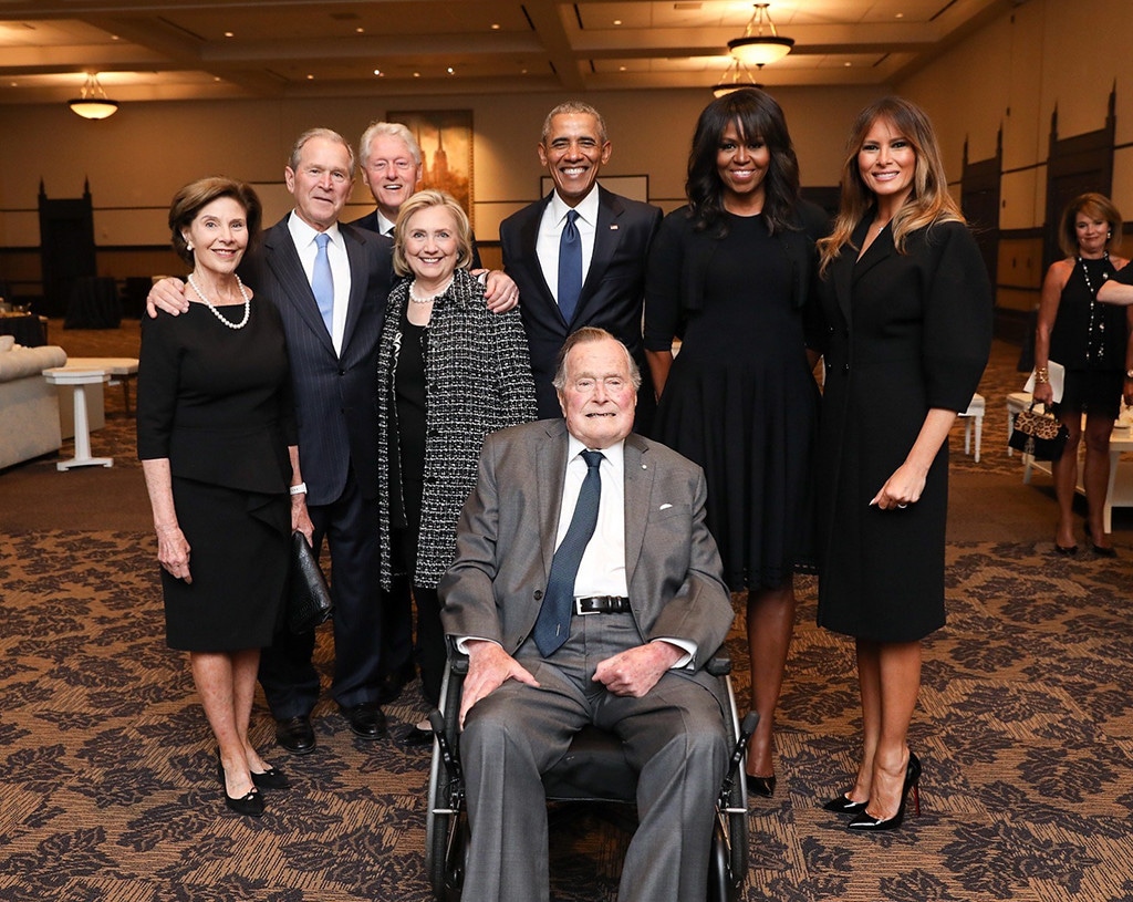 Melania Trump, Barack Obama, Michelle Obama, Bill Clinton, Hillary Clinton, George W. Bush, George H.W. Bush, Barbara Bush Funeral