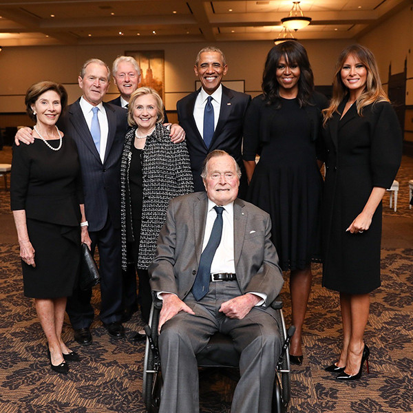 Image result for melania trump with other first lady barbara bush funeral