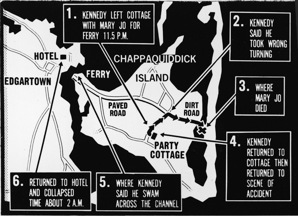 Ted Kennedy Car Crash, Chappaquiddick, map