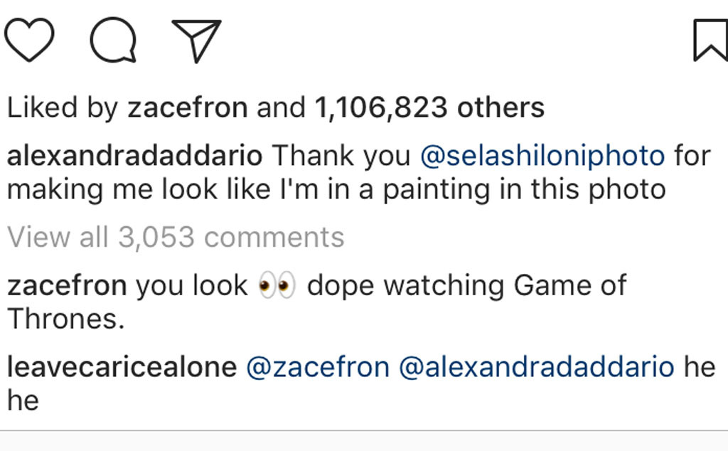 Zac Efron, Alexandra Daddario, Instagram