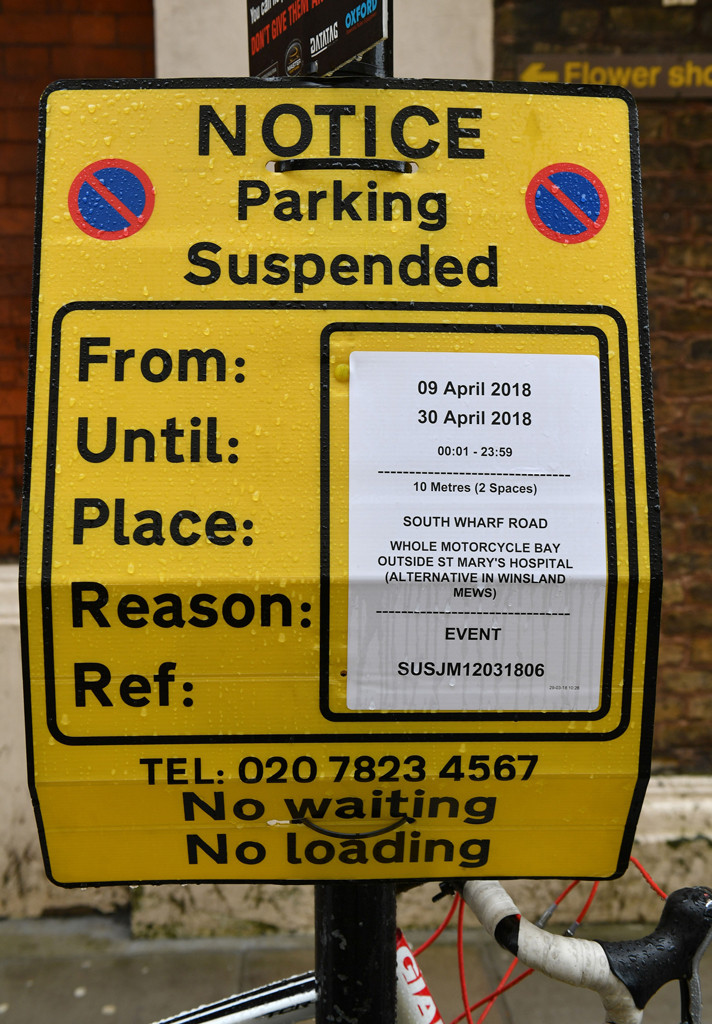 Lindo Wing of St Mary's Hospital, No Parking