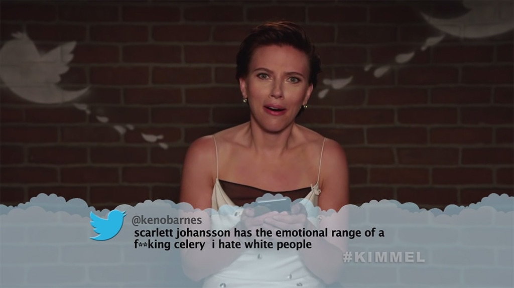 Scarlett Johansson From Celebrity Mean Tweets From Jimmy Kimmel Live E News 9939