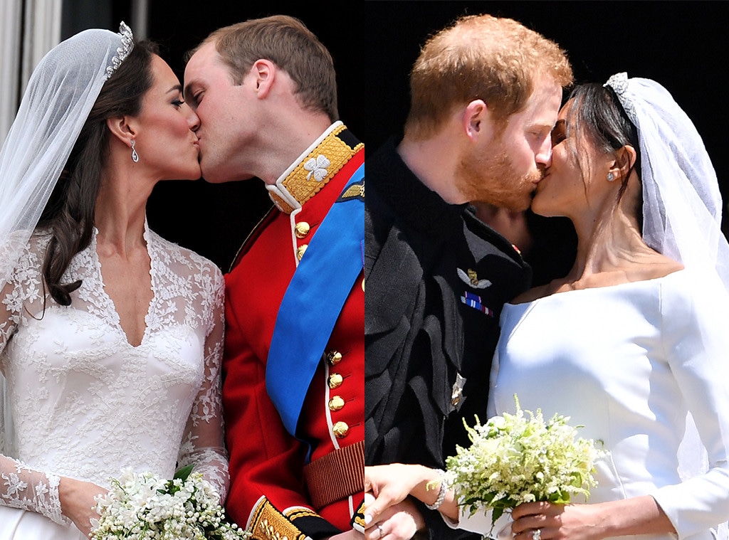 Kate Middleton, Prince William, Prince Harry, Meghan Markle, Royal Wedding Kisses