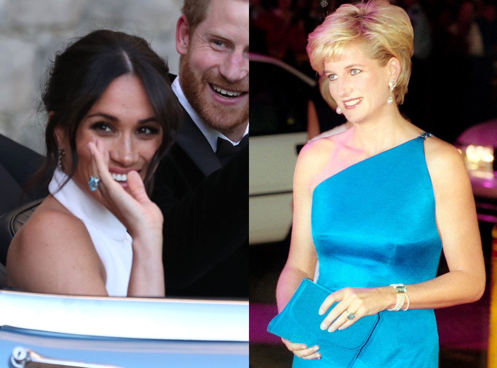 Meghan Markle Wearing Princess Diana's Aquamarine Ring | POPSUGAR Fashion UK