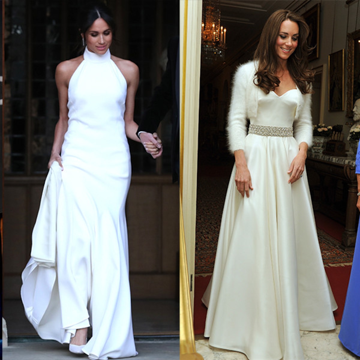 Comparing Meghan Markle and Kate Middleton's Reception Dresses Comparing Meghan Markle and Kate Middleton's Reception Dresses