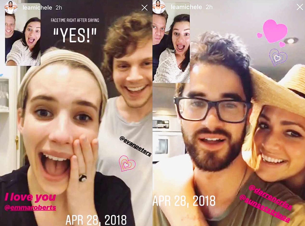 Lea Michele Shares Emma Roberts and Darren Criss Engagement Reactions