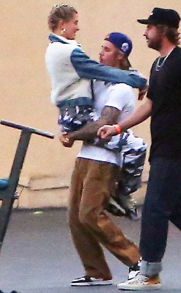 Justin Bieber Holds Hailey Baldwin Close On Set Of Secret