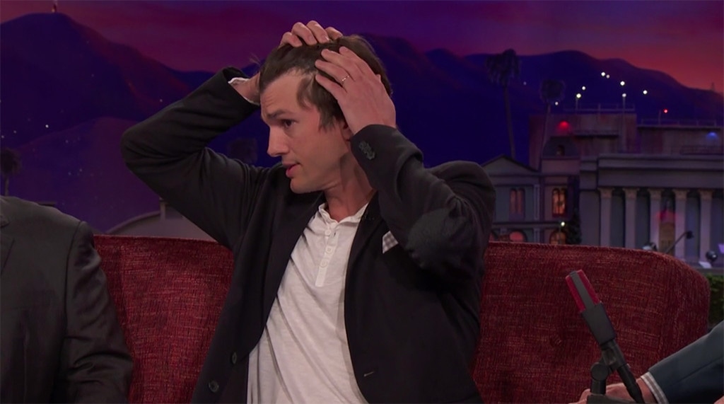 Ashton Kutcher Reveals His Receding Hairline on Conan E Ashton Kutcher Reveals His Receding Hairline on Conan E