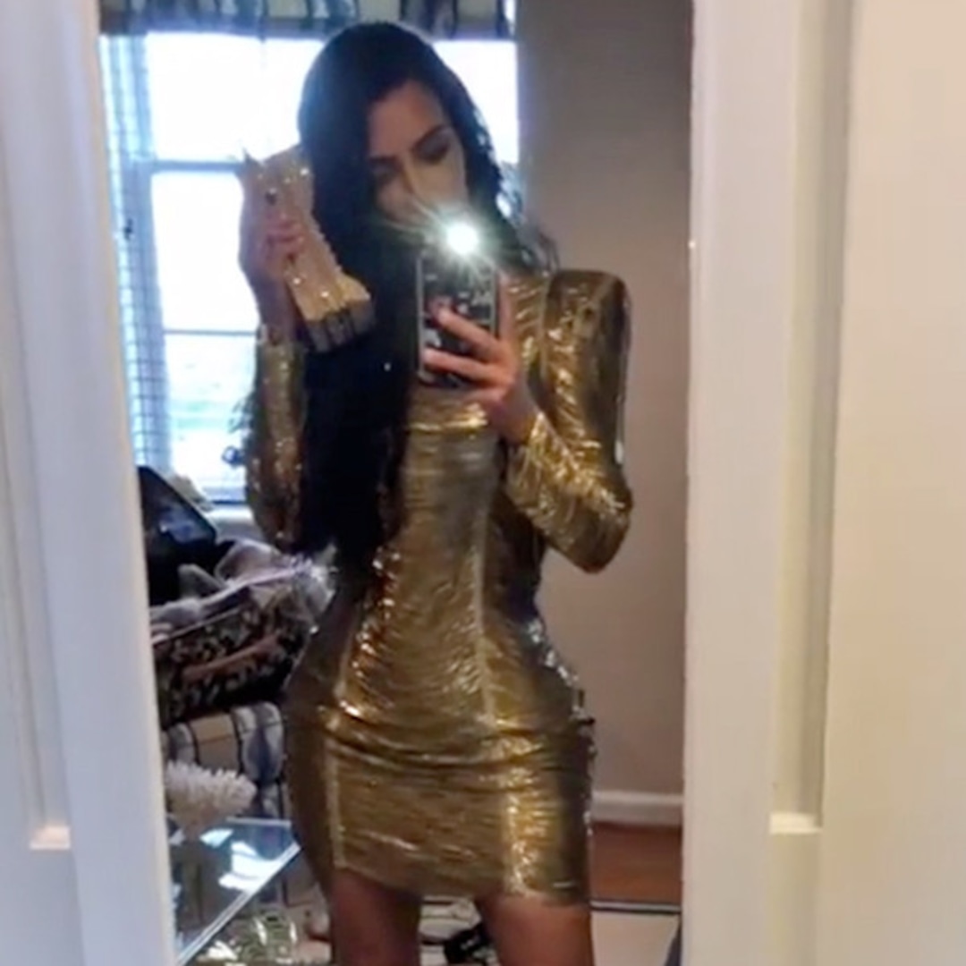 Kim Kardashian Glitters in Gold at Pusha T's Wedding Kim Kardashian Glitters in Gold at Pusha T's Wedding