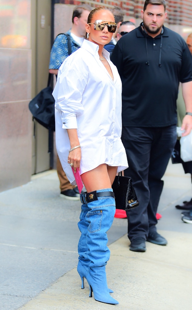 denim booties outfit