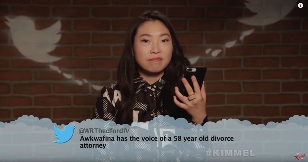 Awkwafina from Celebrity Mean Tweets From Jimmy Kimmel Live! | E! News