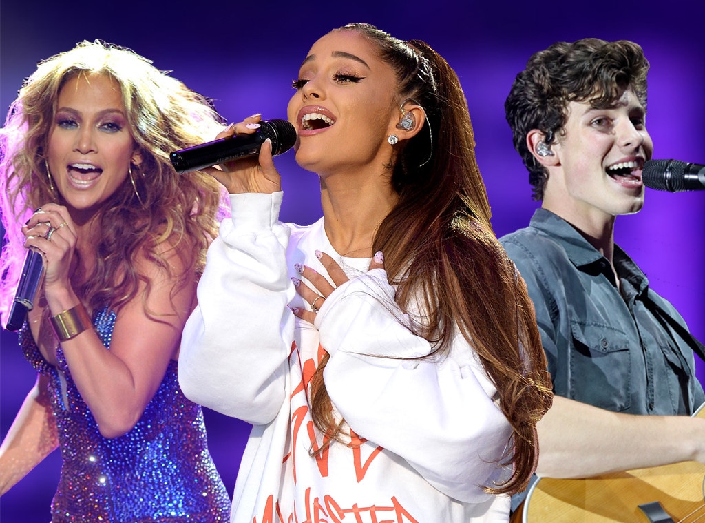 Jennifer Lopez, Ariana Grande, Shawn Mendes, 2018 VMAs performers