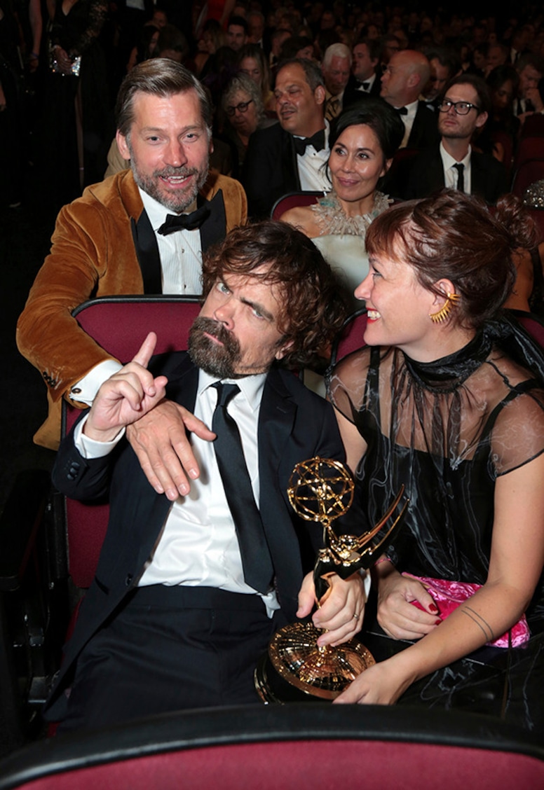 Nikolaj Coster-Waldu, Peter Dinklage, Erica Schmidt, 2018 Emmys, 2018 Emmy Awards, Candids