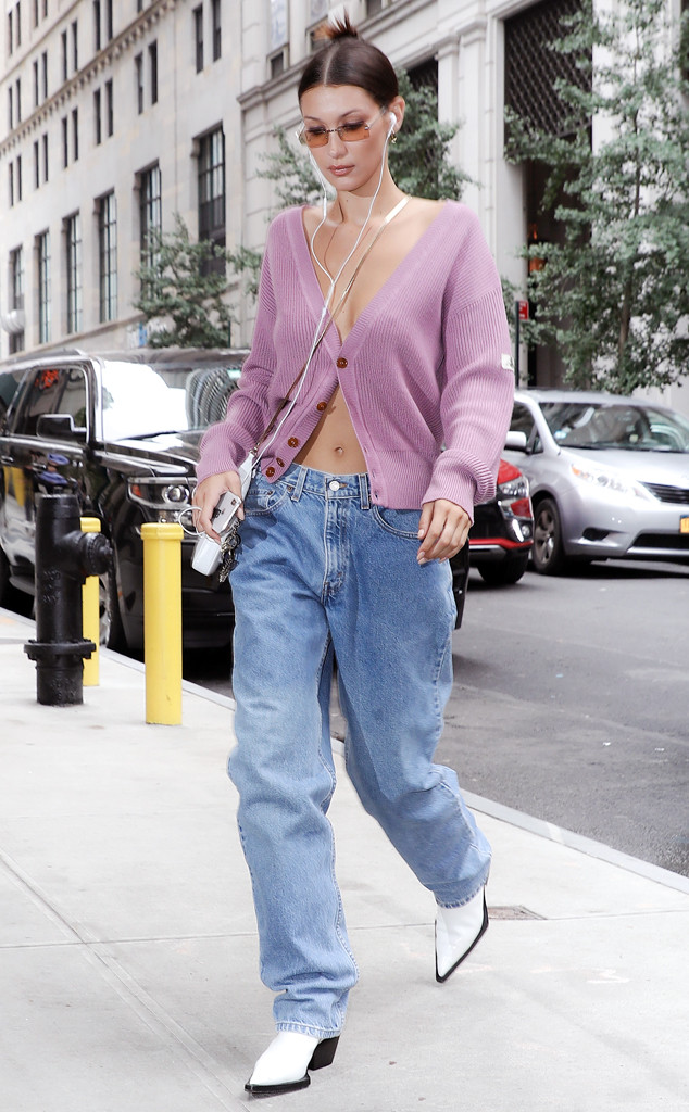 Bella Hadid Channels 90s-Grunge Style in Baggy Jeans & Dr. Martens