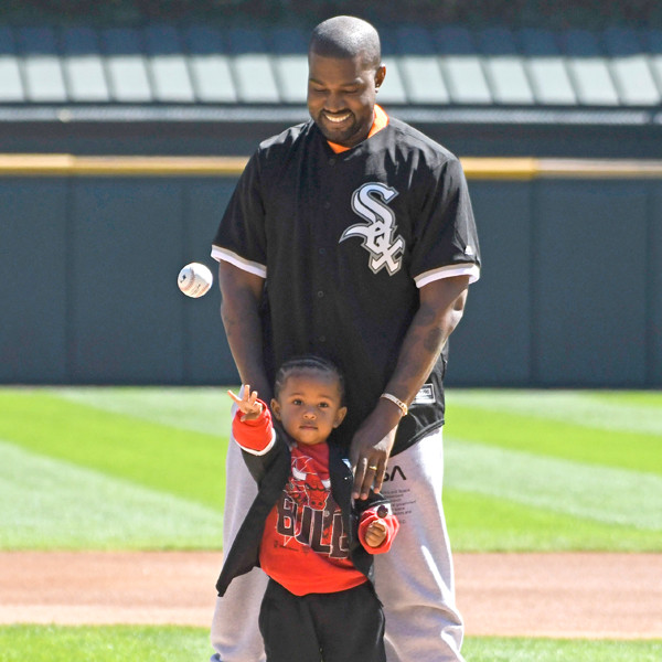 Kanye & Saint West Throw First Pitch at Chicago White Sox Game