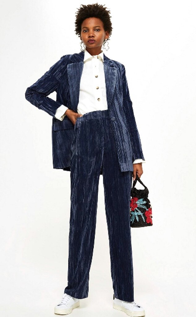 ASOS DESIGN Tall velvet suit kickflare trouser in blue  ASOS