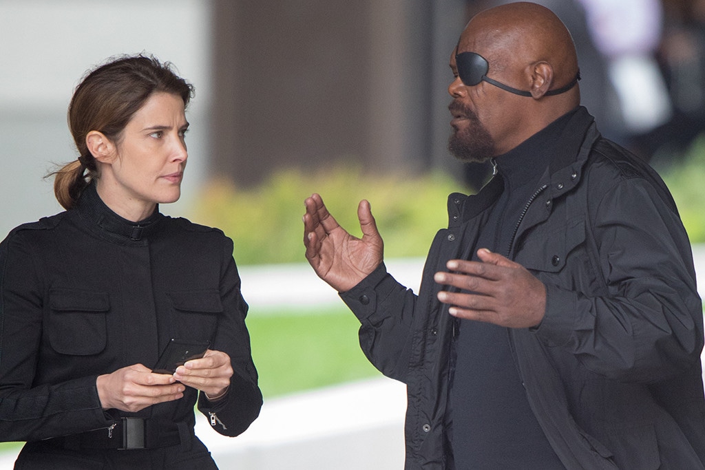 Samuel L. Jackson as Nick Fury (right) and Cobie Smulders as Maria Hill (left)
