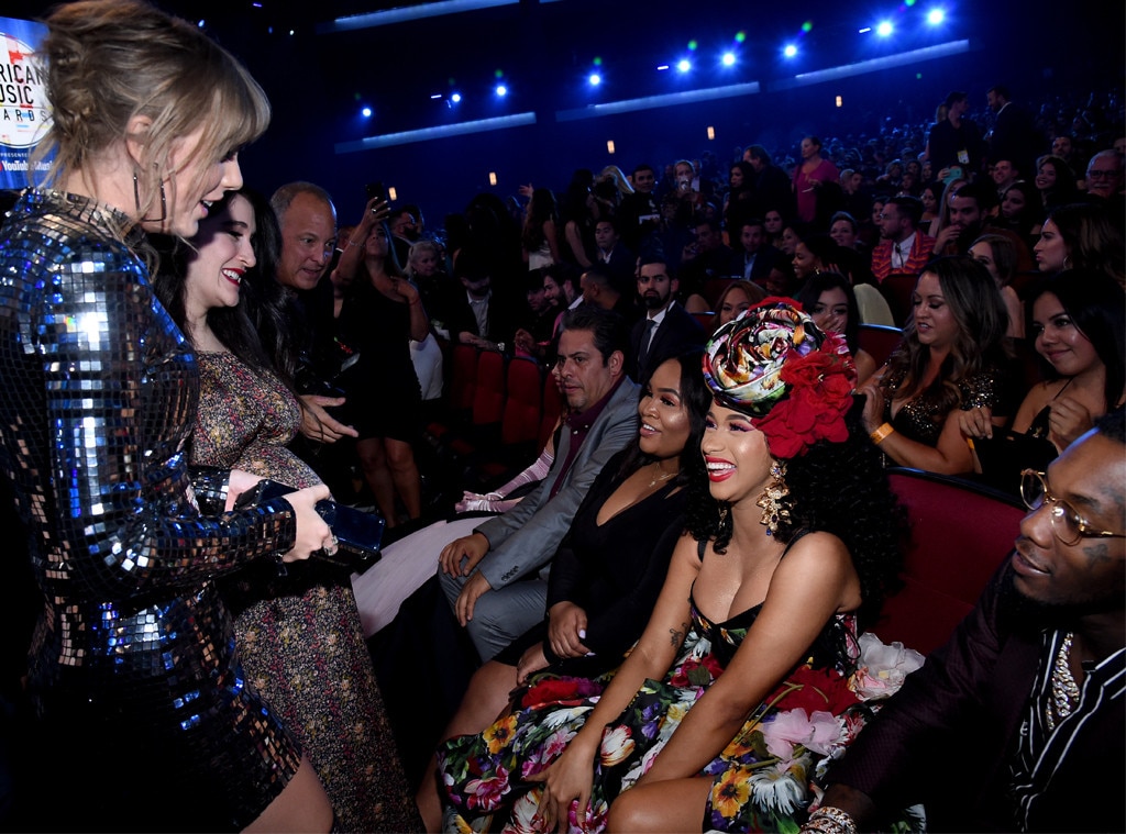 Taylor Swift And Cardi B From American Music Awards 2018 Candid Moments E News