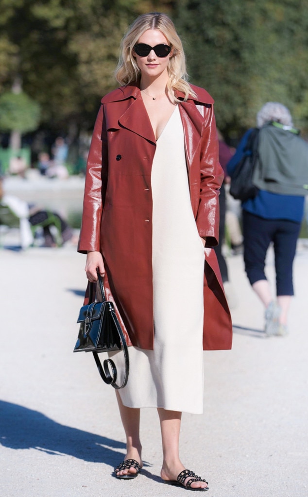 Karlie Kloss' Leather Statement from 6 Celeb Trench Coats You'll Want ...