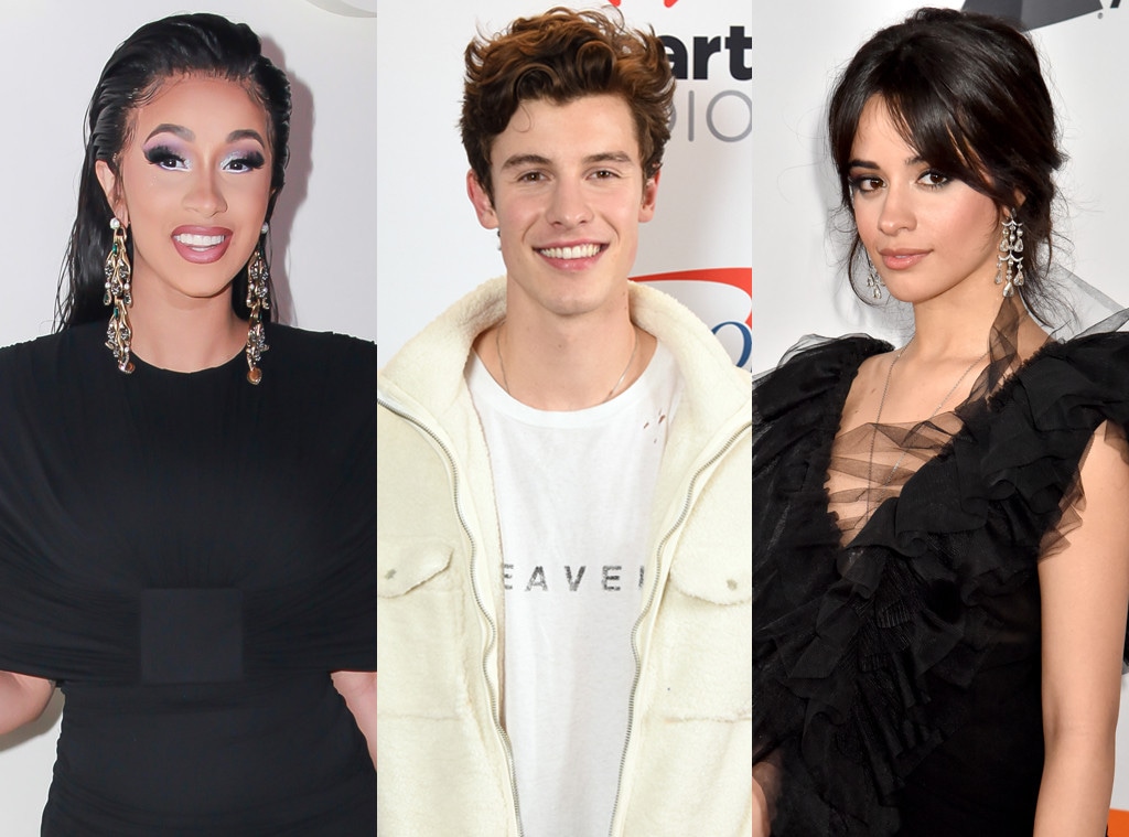 Cardi B, Camila Cabello, Shawn Mendes