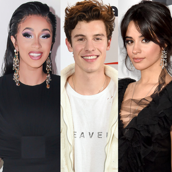 Cardi B, Camila Cabello, Shawn Mendes